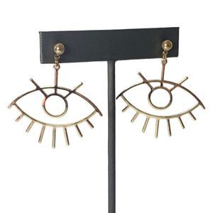NEW Fluff Los Angeles Gold Evil Eye Earrings